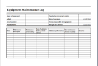 sample printable equipment maintenance log template excel off the job training log template pdf