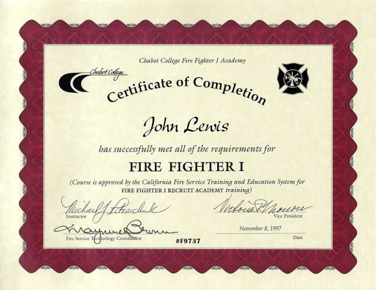 editable 11 firefighter certificate templates  free printable word pertaining fire department training outline template word