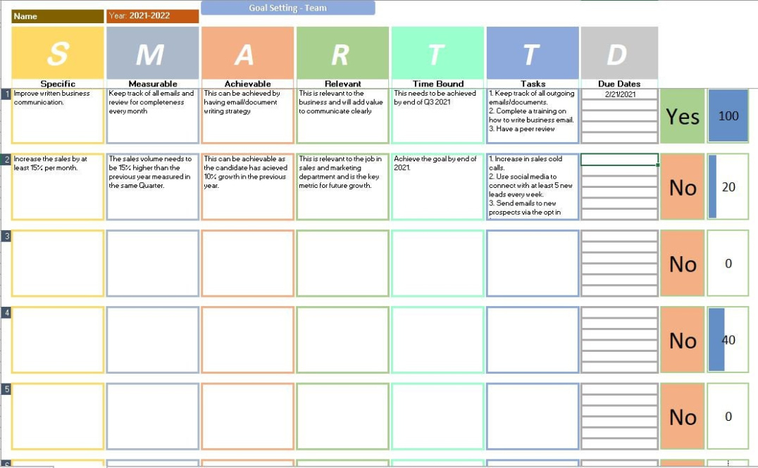 editable goal setting template excel personal training goal setting template