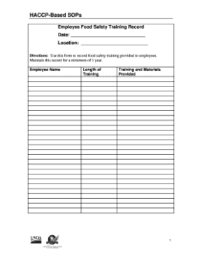 fillable online employee food safety training record fax email print  pdffiller health and safety training template pdf