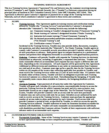 free 23 sample training agreement templates in ms word  pdf training agreement between employer and employee template example