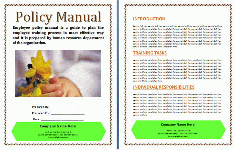 sample policies and procedures manual templates  8 free word excel  pdf employee training and development policy template sample