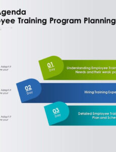 editable 3 days agenda of employee training program planning  presentation graphics  presentation new hire training program template sample