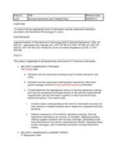 editable securityawarenessandtrainingpolicydocx  policy  xxxx title security awareness and information security awareness training policy template