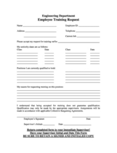 fillable online training request fax email print  pdffiller employee training request form template example