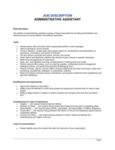 free administrative assistant job description template  businessinabox™ administrative assistant training manual template excel