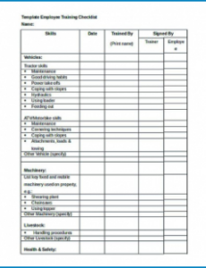 free √ free printable training checklist template  checklist templates employee safety training checklist template doc