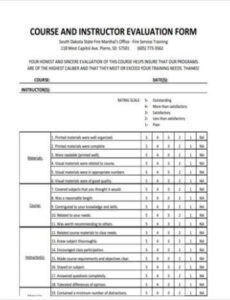 free free 8 sample instructor evaluation forms in pdf  ms word feedback on training session template word