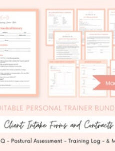 personal trainer bundle client intake forms fitness coach  etsy personal training client intake form template example