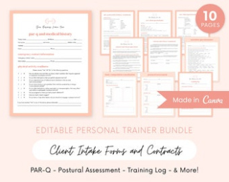 personal trainer bundle client intake forms fitness coach  etsy personal training client intake form template example