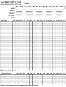 printable 25 free workout log templates » template republic personal training workout log template sample