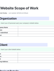 scope of work excel template training scope of work template word