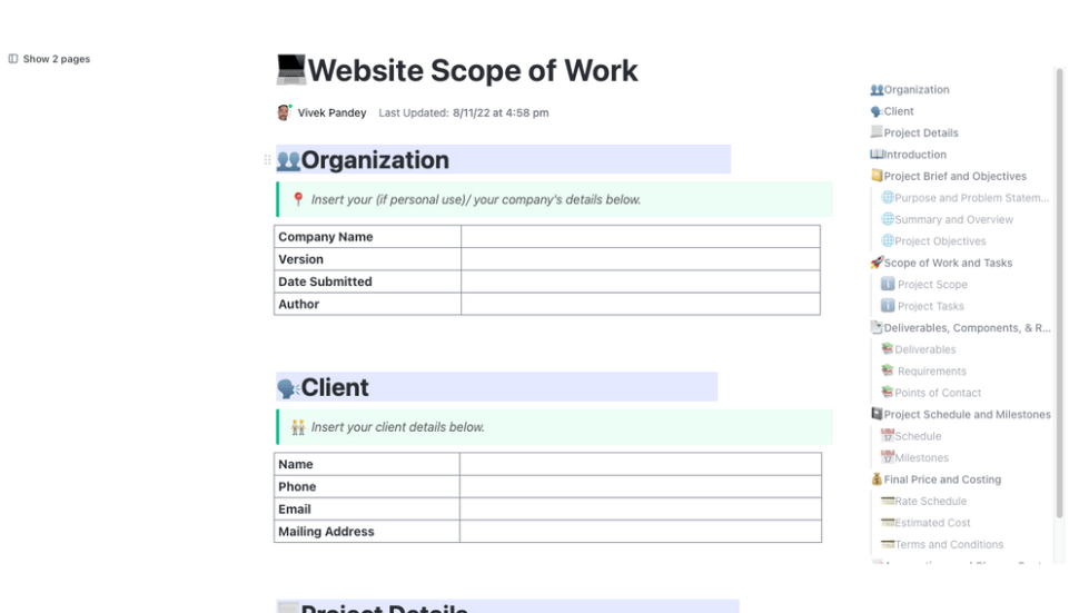 scope of work excel template training scope of work template word