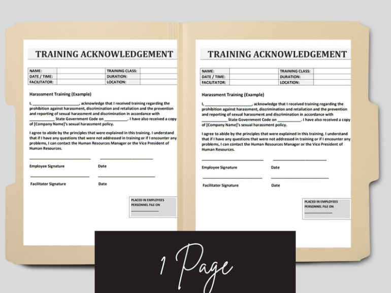 training acknowledgement form editable word template human  etsy acknowledgement of training completion template word