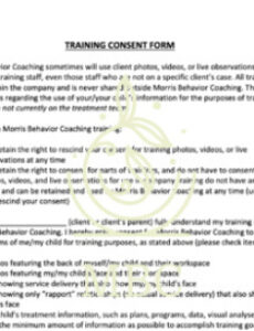 training consent form for aba clients by morris behavior coaching personal training informed consent form template excel