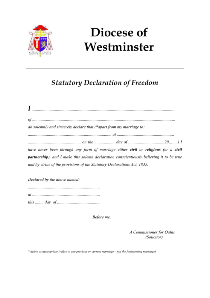 Affidavit Of Freedom To Marry Template Excel Sample