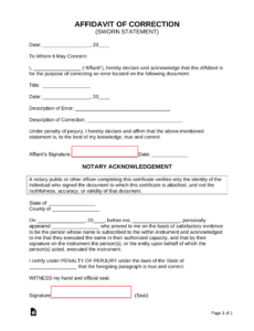 Blank Affidavit Of Explanation Template  Sample