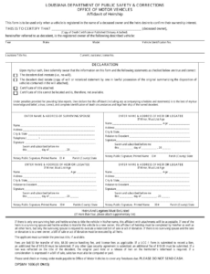 Blank Affidavit Of Heirship Louisiana Template Excel