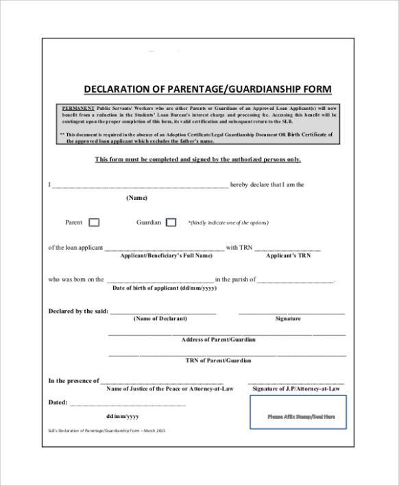 Editable Affidavit Of Guardianship For Scholarship Template Excel