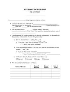 Editable Affidavit Of Heirship California Template Pdf