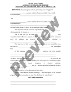 Editable Affidavit Of Heirship Louisiana Template Excel Sample