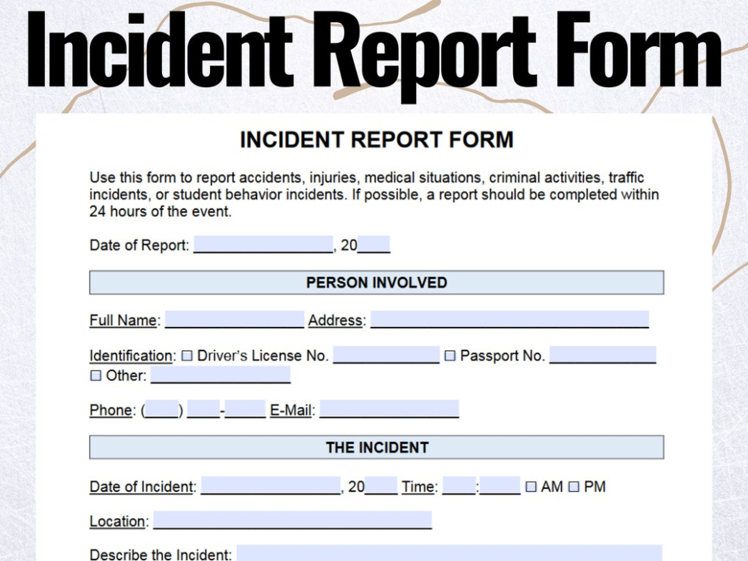 Editable Affidavit Of Incident Report Template Excel