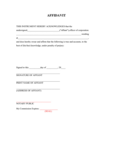 Free  Affidavit Of Beneficiary Template Excel Sample