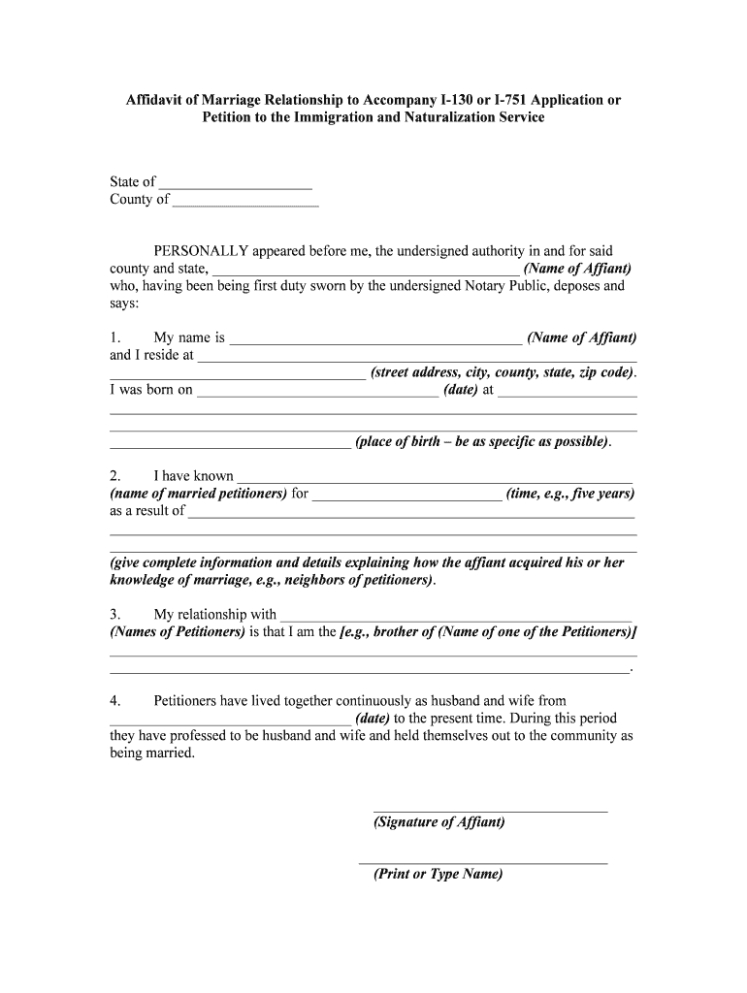 Free  Affidavit Of Marriage Witness Template Pdf Sample