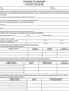 Free Blank Affidavit Of Heirship California Template