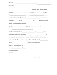 Free Editable Affidavit Of Domicile Template Doc