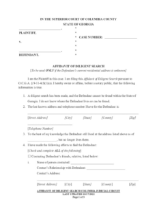 Free Editable Affidavit Of Due Diligence Template