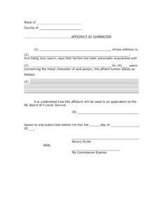 Free Editable Affidavit Of Good Moral Character Template Excel Sample