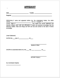 Free Printable Affidavit Of Business Closure Template Doc Sample