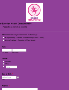 printable fighting fit pre workout questionnaire  eoua blog personal training pre exercise questionnaire template