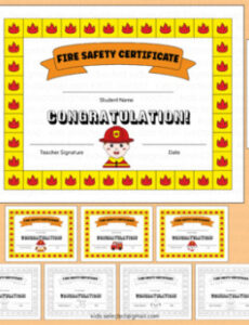 printable fire safety certificates editable firefighter award week preschool kindergarten fire safety staff training template pdf