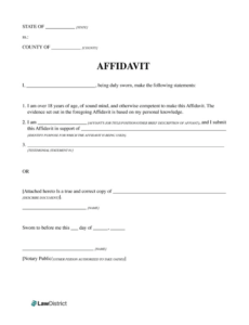 Blank Affidavit Of Eligibility Template Doc