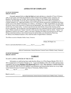 Custom Affidavit Of Complaint Template Word Sample