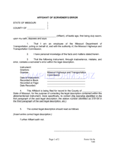 Editable Affidavit Of Correction Title Template Word