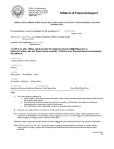 Editable Affidavit Of Financial Support Template  Sample