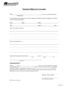 Free  Affidavit Of Correction Title Template Word