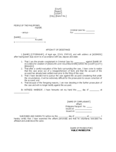 Free  Affidavit Of Desistance Template