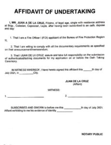 Free  Affidavit Of Undertaking Template Word