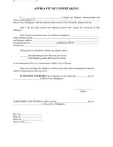 Free Editable Affidavit Of Undertaking Template Doc Sample