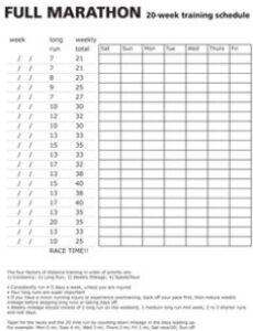 marathon training marathon training calendar template word