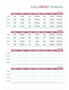 printable free monthly workout schedule template  eoua blog exercise training calendar template sample