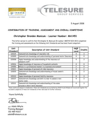 sample christopher brenden manicum  pdf confirmation of training template excel