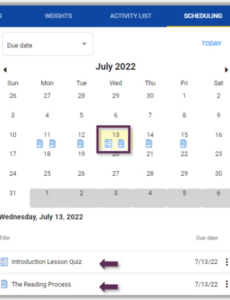 teacher assigned due dates range course setting only  training and long range training calendar template